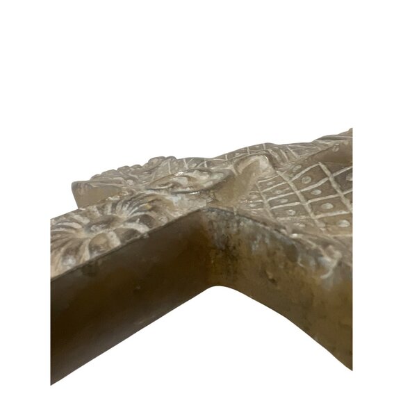 Elements Decorative Resin Cross Wall Hanging Carved Ready to Hand 10.5" x 7" - Picture 4 of 5